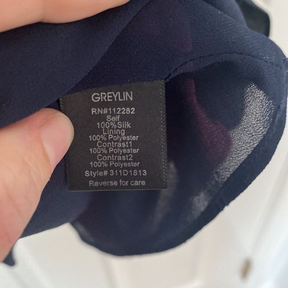 NWOT. Anthropologie Greylin Navy Silk Dress - Picture 4 of 10